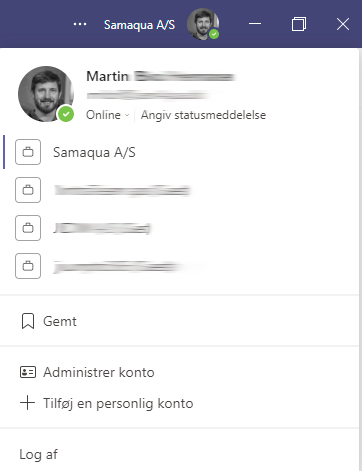 Vælg tenant i Teams