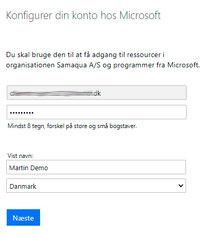 Konfigurer din konto hos Microsoft
